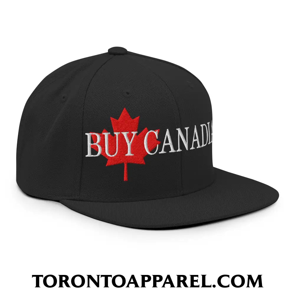 Buy Canadian Maple Leaf Embroidered Flat Brim Bill Snapback Hat - Toronto Apparel