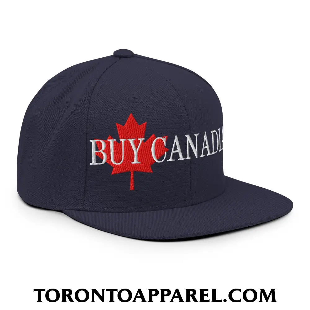 Buy Canadian Maple Leaf Embroidered Flat Brim Bill Snapback Hat - Toronto Apparel
