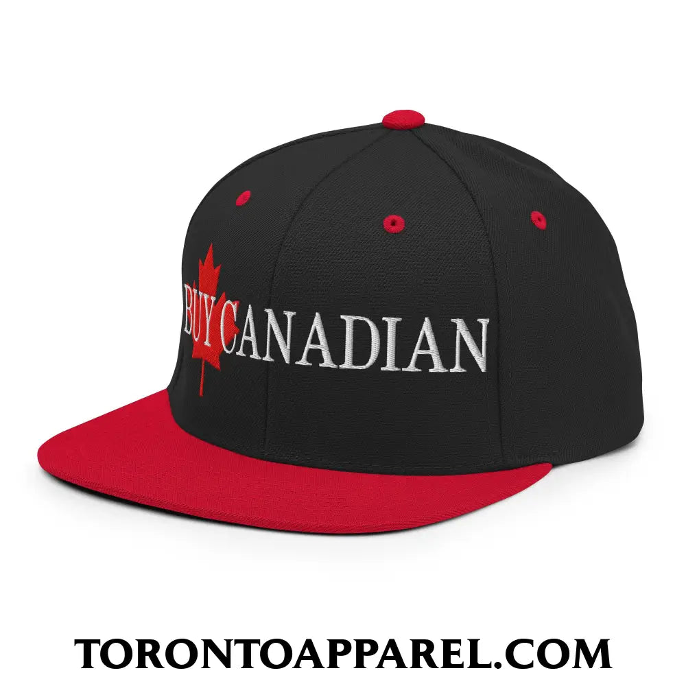 Buy Canadian Maple Leaf Embroidered Flat Brim Bill Snapback Hat - Toronto Apparel
