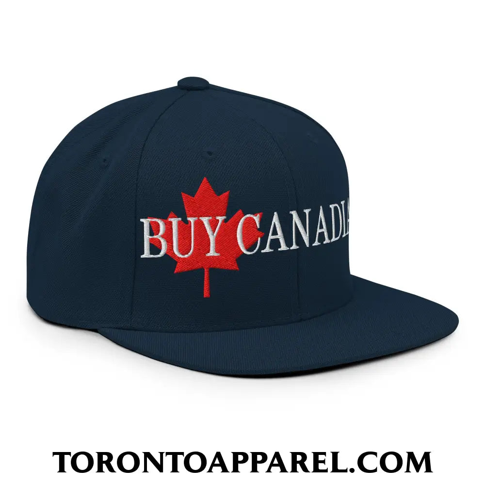 Buy Canadian Maple Leaf Embroidered Flat Brim Bill Snapback Hat - Toronto Apparel