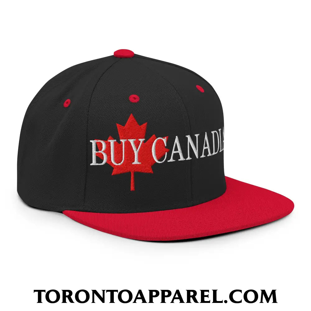 Buy Canadian Maple Leaf Embroidered Flat Brim Bill Snapback Hat - Toronto Apparel