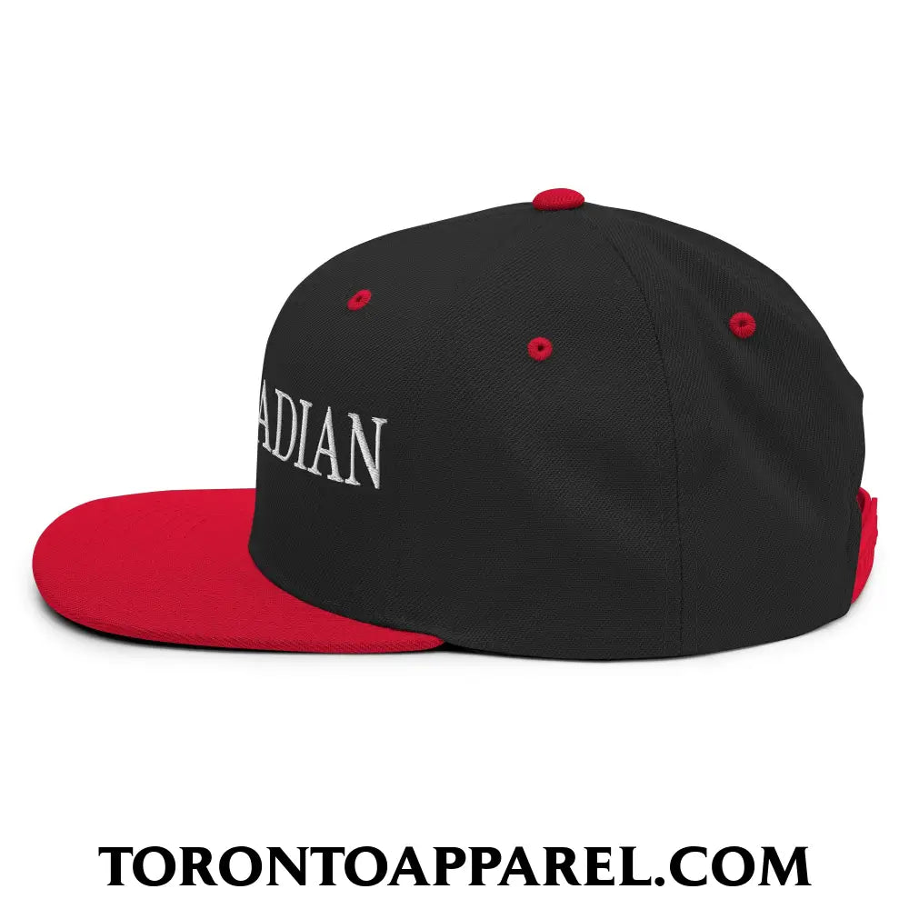 Buy Canadian Maple Leaf Embroidered Flat Brim Bill Snapback Hat - Toronto Apparel