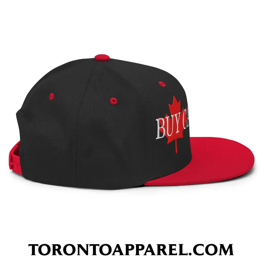 Buy Canadian Maple Leaf Embroidered Flat Brim Bill Snapback Hat - Toronto Apparel