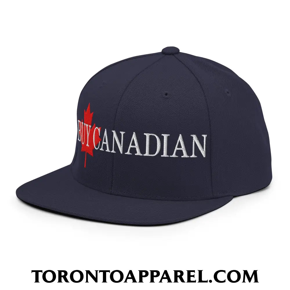 Buy Canadian Maple Leaf Embroidered Flat Brim Bill Snapback Hat - Toronto Apparel