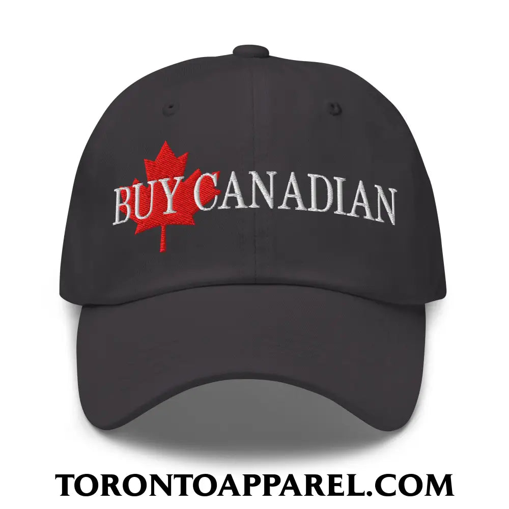 Buy Canadian Maple Leaf Embroidered Unstructured Dad Hat - Dark Grey - Toronto Apparel