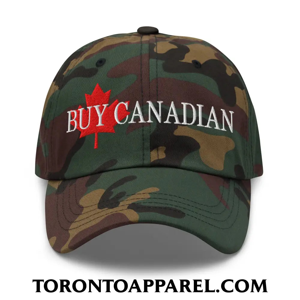 Buy Canadian Maple Leaf Embroidered Unstructured Dad Hat - Green Camo - Toronto Apparel