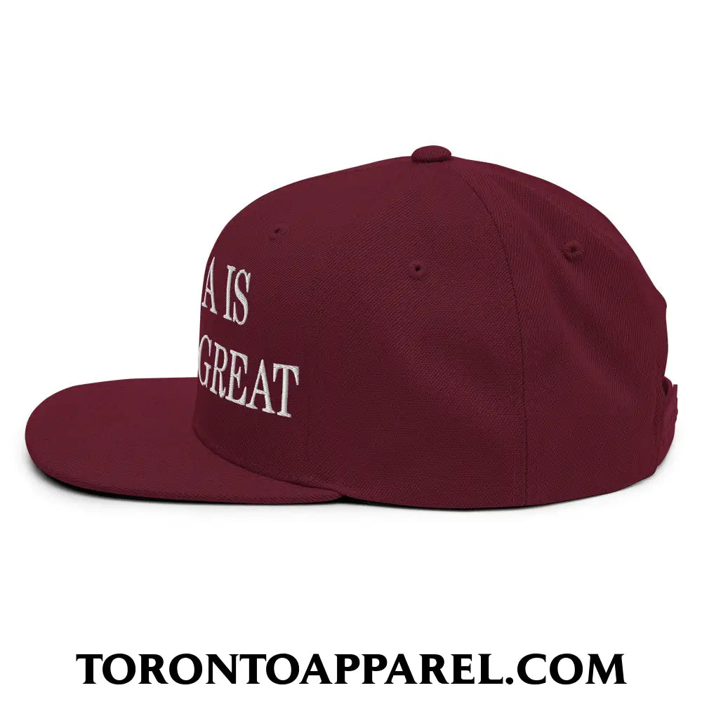 Canada is Already Great Embroidered Flat Bill Brim Snapback Hat - Toronto Apparel