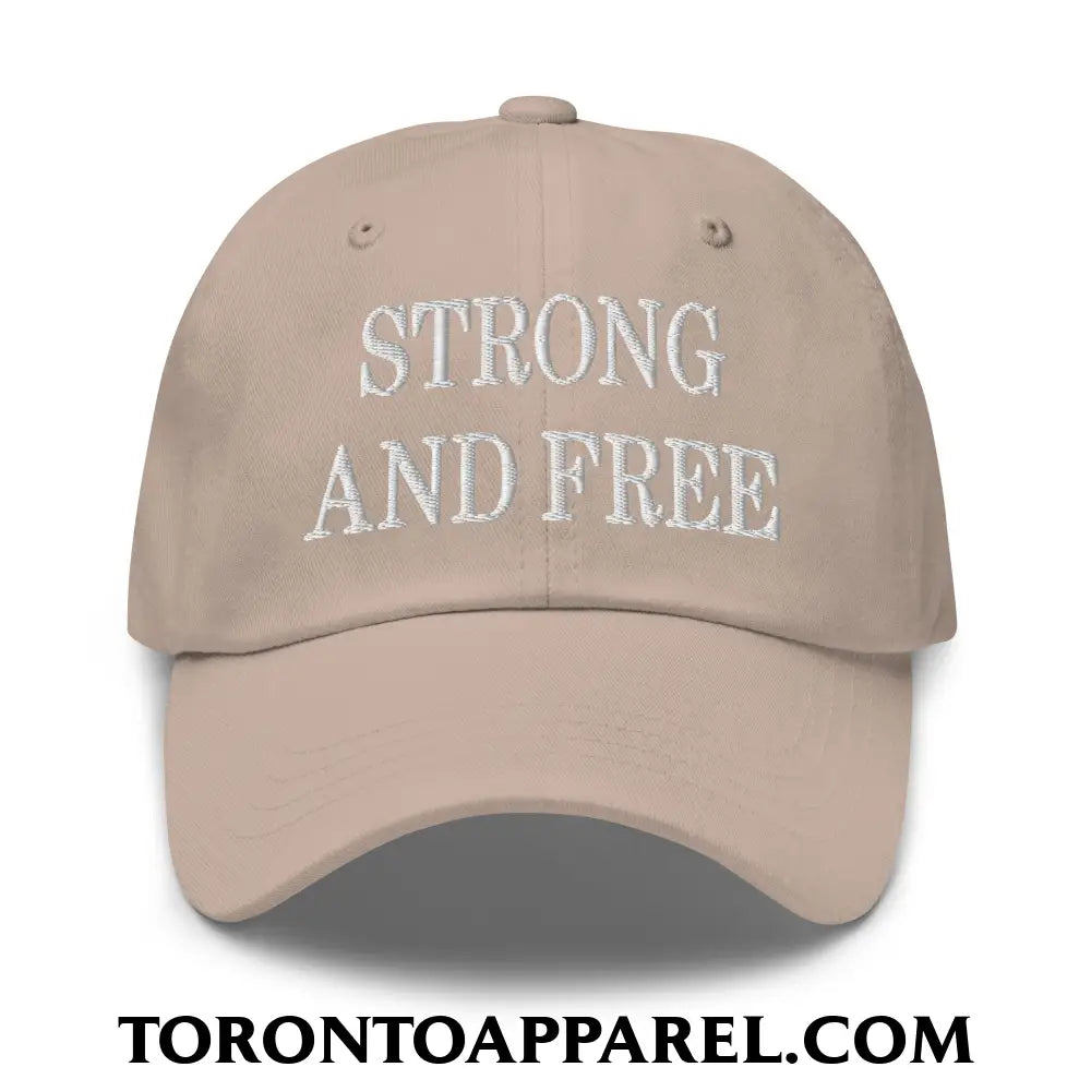 Canada Strong and Free Embroidered Unstructured Dad Hat - Stone - Toronto Apparel