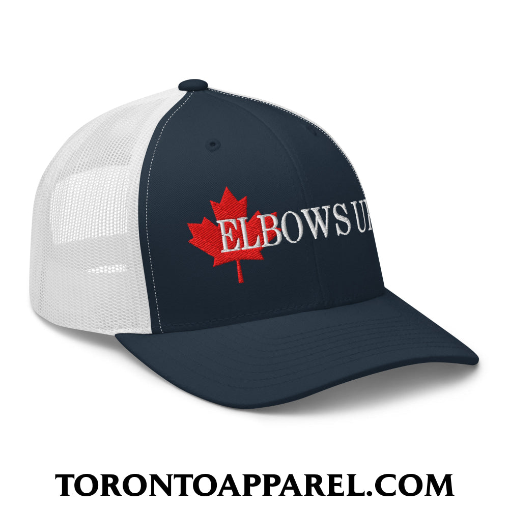 Elbows Up Fight for Canada Maple Leaf Embroidered Mesh Trucker Hat - Toronto Apparel