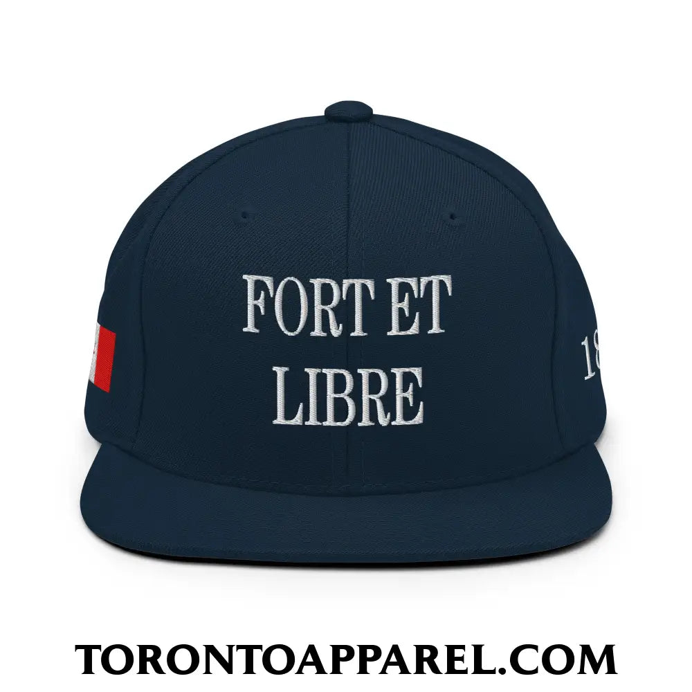 Fort et Libre Canada Strong and Free 1867 Flag Embroidered Flat Brim Bill Snapback Hat - Toronto Apparel