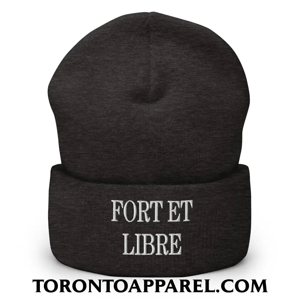 Fort et Libre Canada Strong and Free Embroidered Cuffed Knit Beanie - Dark Grey - Toronto Apparel