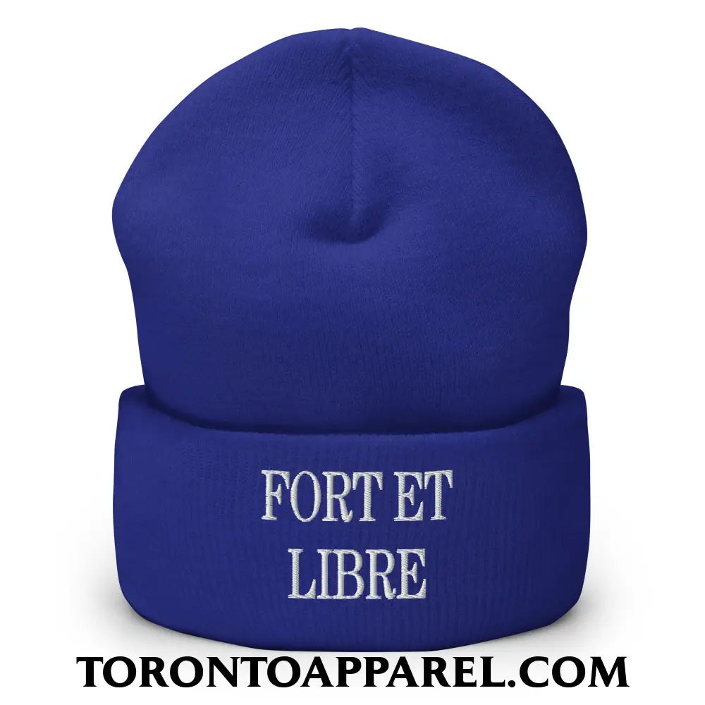 Fort et Libre Canada Strong and Free Embroidered Cuffed Knit Beanie - Royal - Toronto Apparel