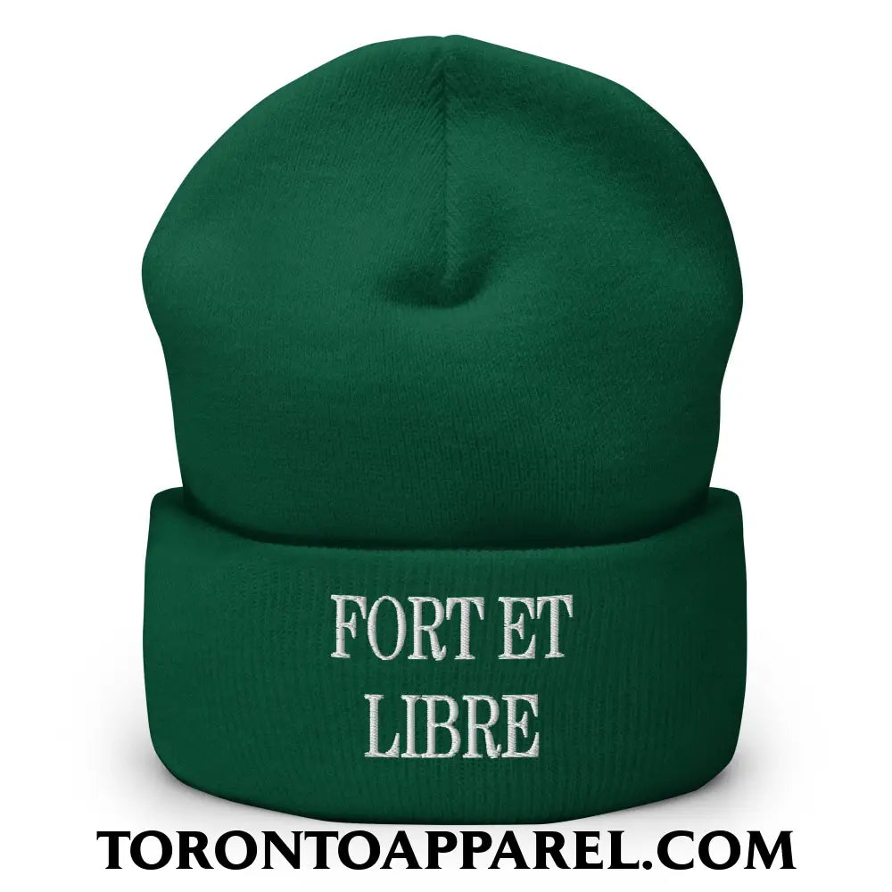 Fort et Libre Canada Strong and Free Embroidered Cuffed Knit Beanie - Spruce - Toronto Apparel