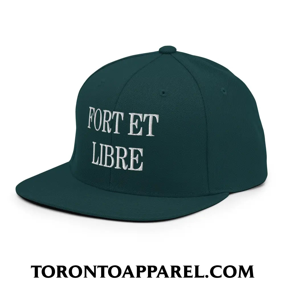 Fort et Libre Canada Strong and Free Embroidered Flat Brim Bill Snapback Hat - Toronto Apparel