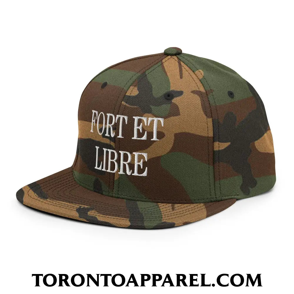 Fort et Libre Canada Strong and Free Embroidered Flat Brim Bill Snapback Hat - Toronto Apparel