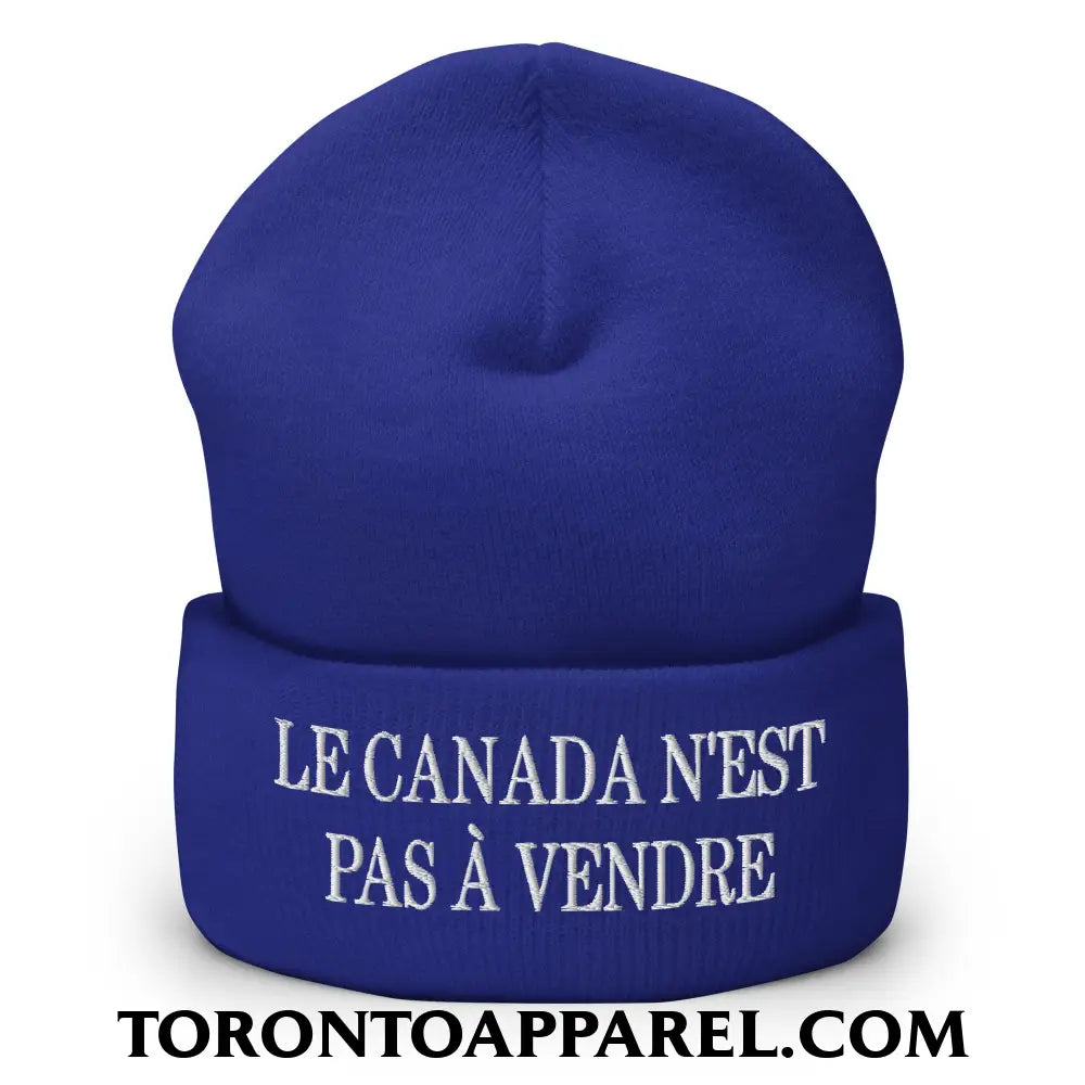 Le Canada N’est Pas À Vendre Embroidered Cuffed Knit Beanie - Royal - Toronto Apparel