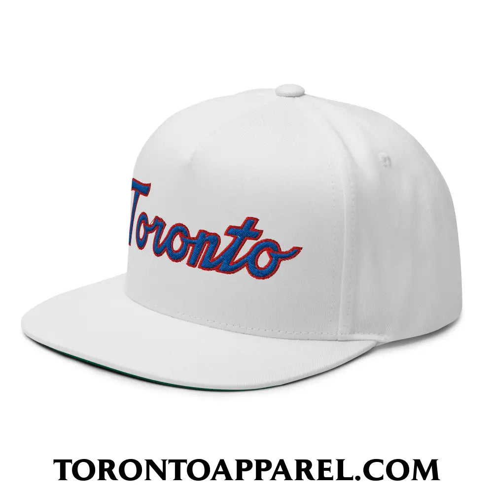 Toronto Baseball Classic Sports Script Embroidered Flat Brim Bill 5 Panel Snapback Hat - Toronto Apparel