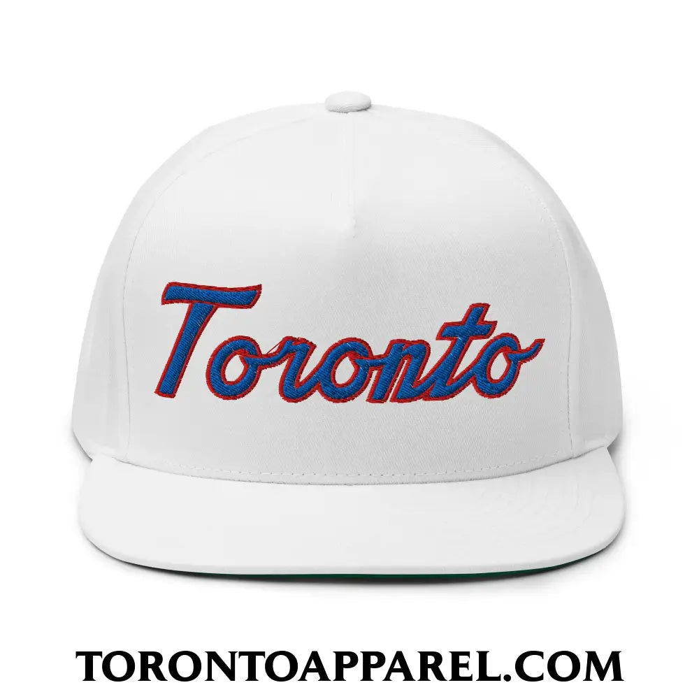 Toronto Baseball Classic Sports Script Embroidered Flat Brim Bill 5 Panel Snapback Hat - Toronto Apparel
