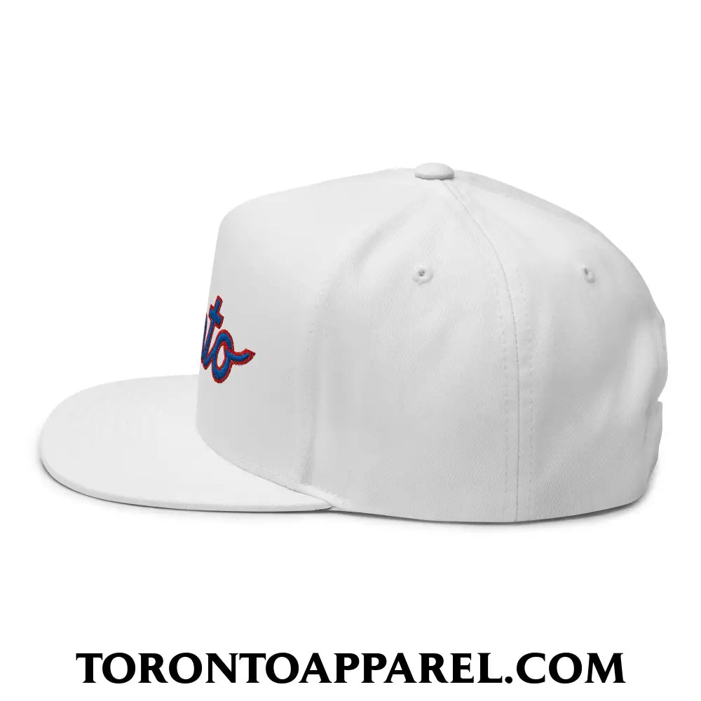Toronto Baseball Classic Sports Script Embroidered Flat Brim Bill 5 Panel Snapback Hat - Toronto Apparel