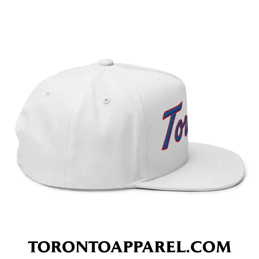 Toronto Baseball Classic Sports Script Embroidered Flat Brim Bill 5 Panel Snapback Hat - Toronto Apparel