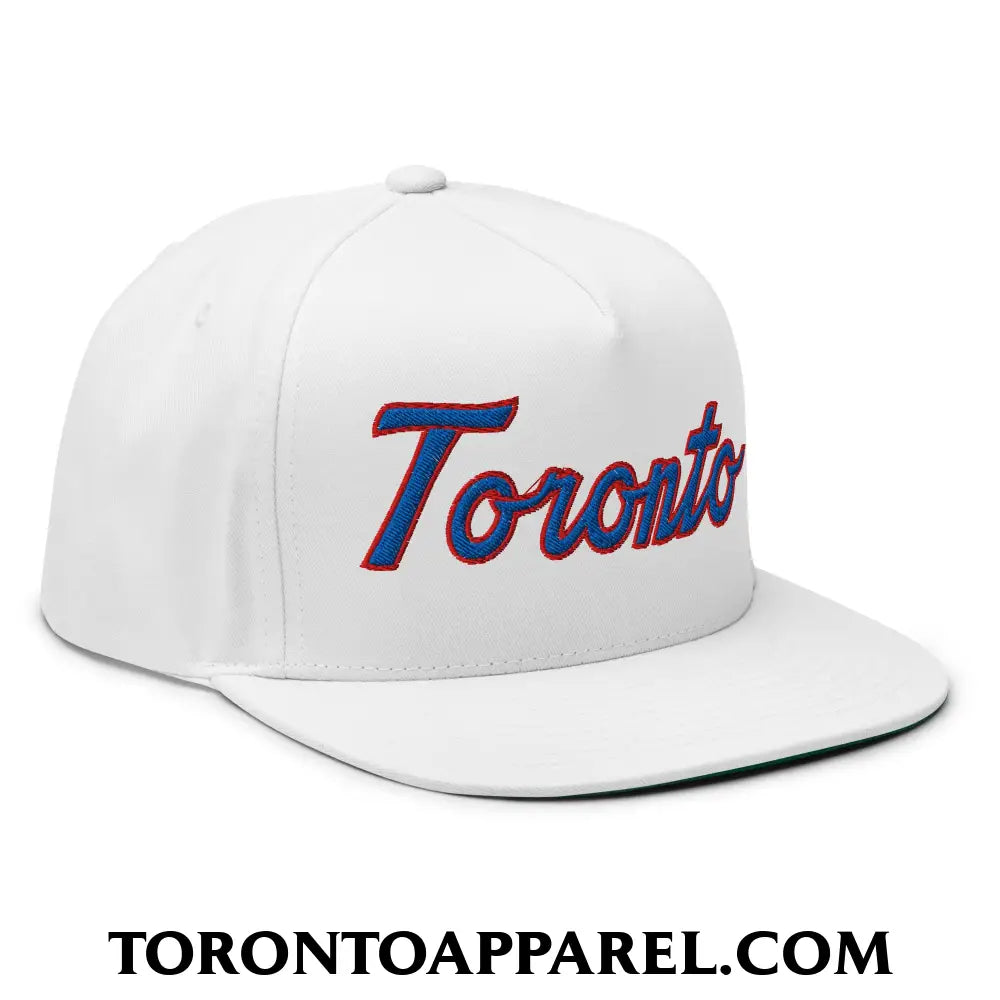 Toronto Baseball Classic Sports Script Embroidered Flat Brim Bill 5 Panel Snapback Hat - Toronto Apparel