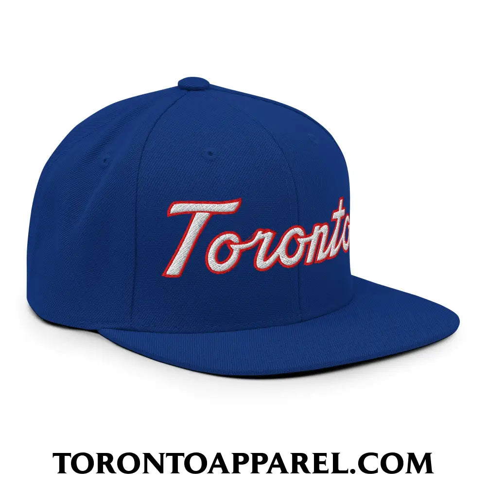 Toronto Baseball Classic Sports Script Embroidered Flat Brim Bill Snapback Hat - Toronto Apparel