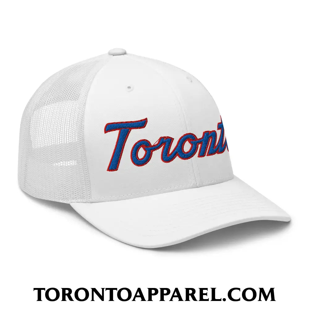 Toronto Baseball Classic Sports Script Embroidered Mesh Trucker Hat - Toronto Apparel