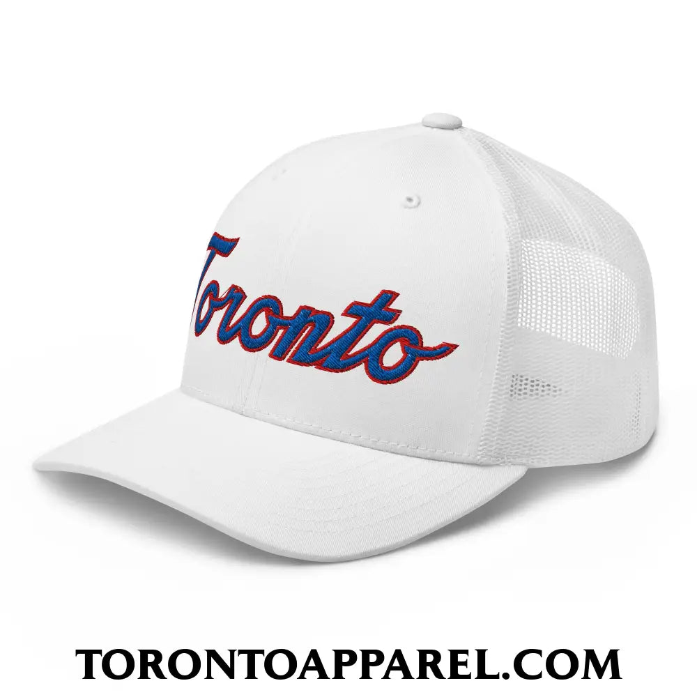 Toronto Baseball Classic Sports Script Embroidered Mesh Trucker Hat - Toronto Apparel