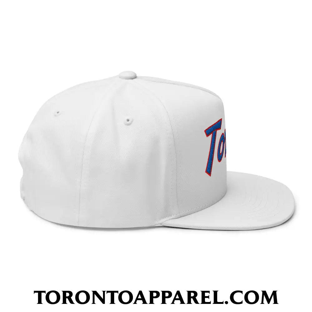 Toronto Baseball Vintage Sports Script Embroidered Flat Brim Bill 5 Panel Snapback Hat - Toronto Apparel