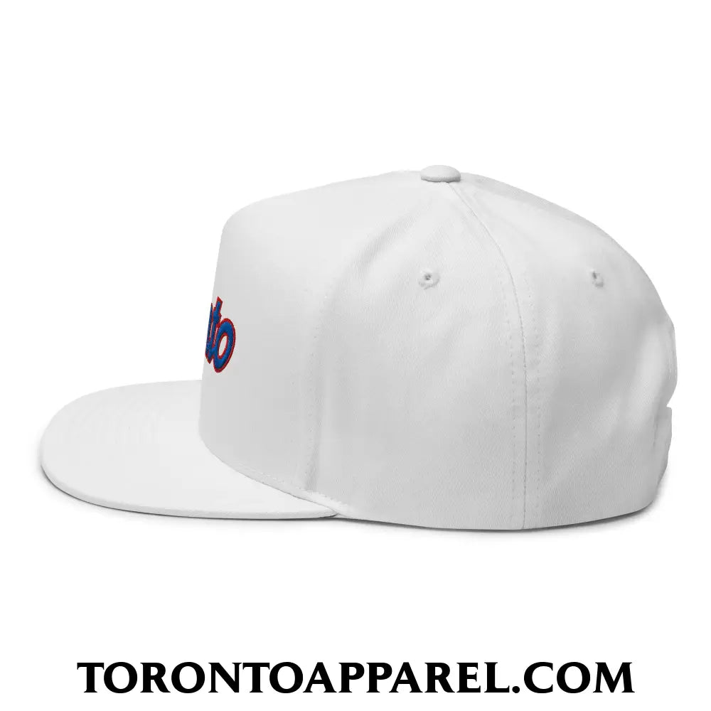 Toronto Baseball Vintage Sports Script Embroidered Flat Brim Bill 5 Panel Snapback Hat - Toronto Apparel