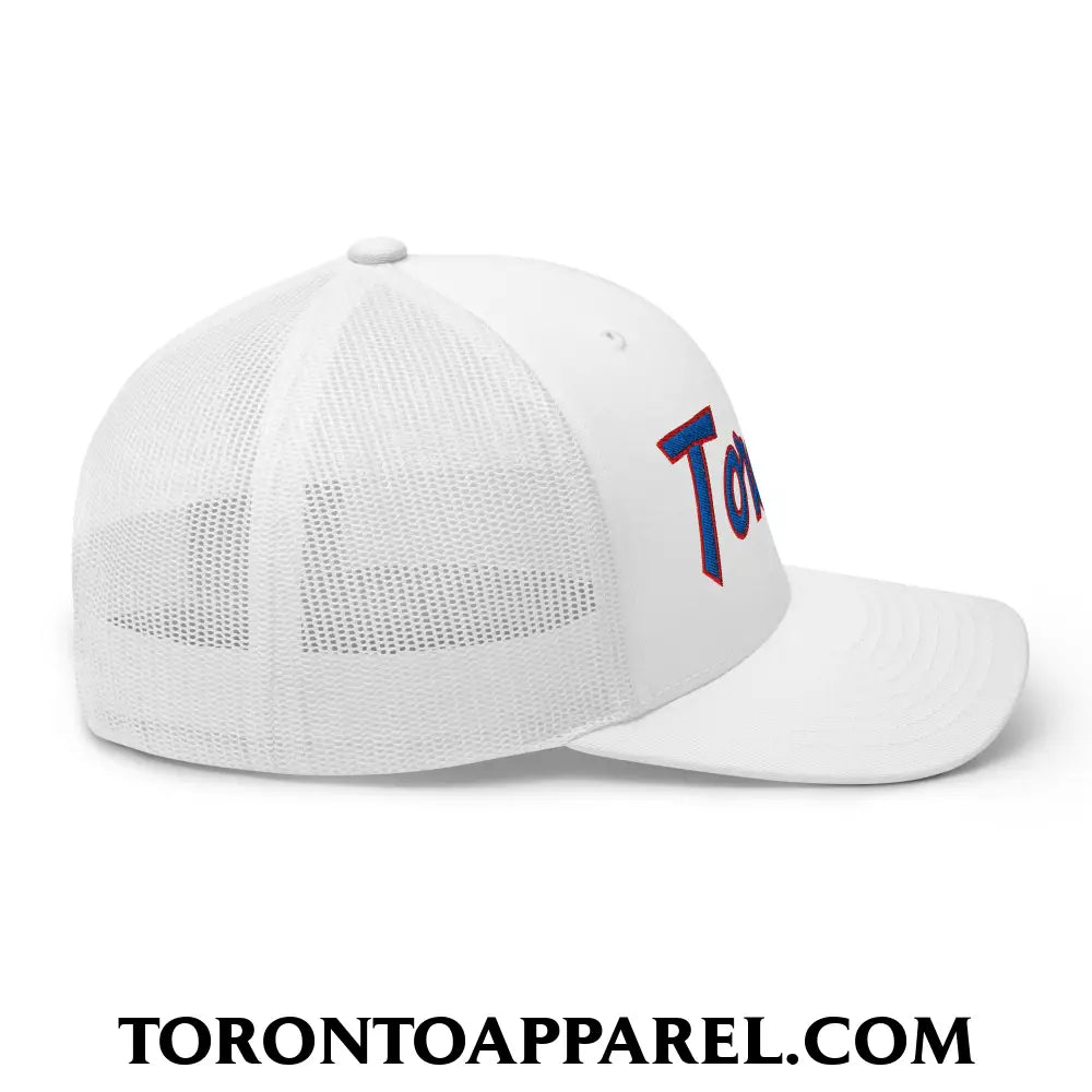 Toronto Baseball Vintage Sports Script Embroidered Mesh Trucker Hat - Toronto Apparel