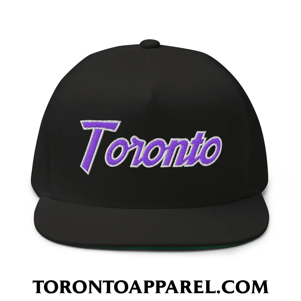 Toronto Basketball Classic Sports Script Embroidered Flat Brim Bill 5 Panel Snapback Hat Purple / White - Toronto Apparel