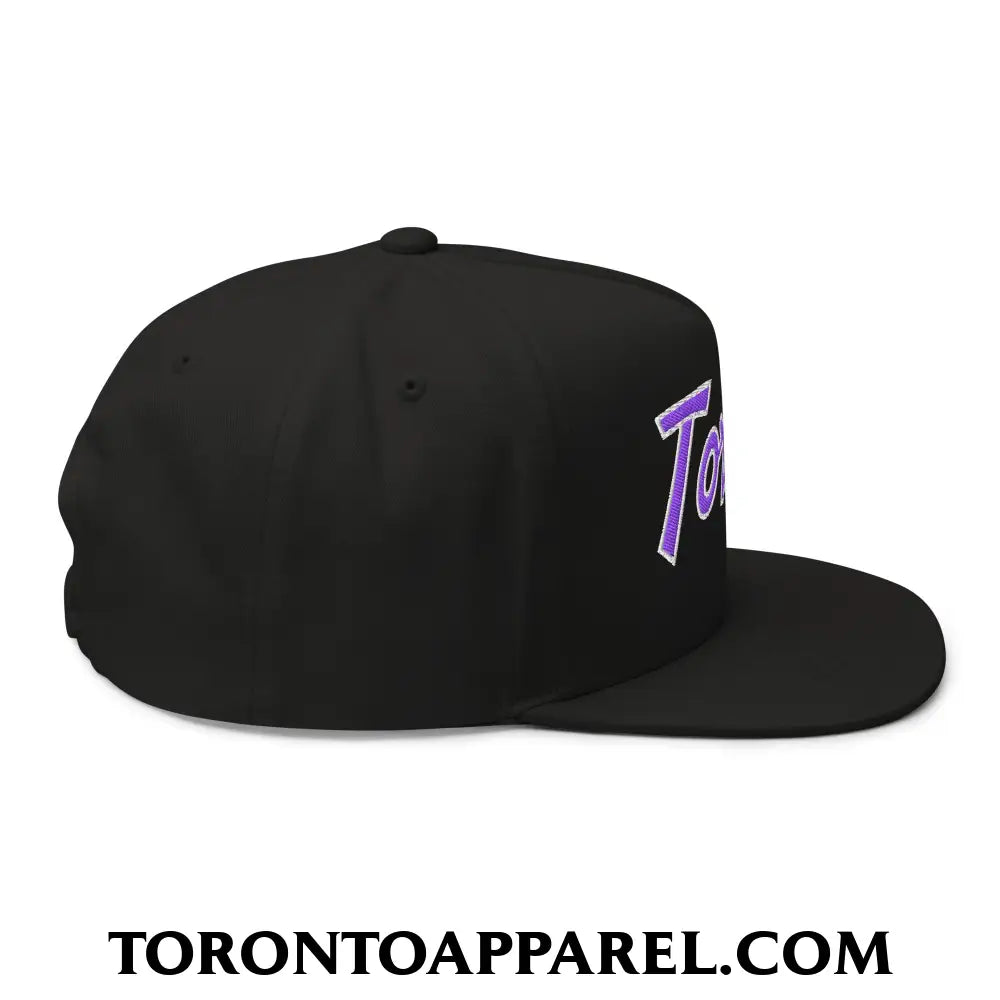 Toronto Basketball Classic Sports Script Embroidered Flat Brim Bill 5 Panel Snapback Hat Purple / White - Toronto Apparel