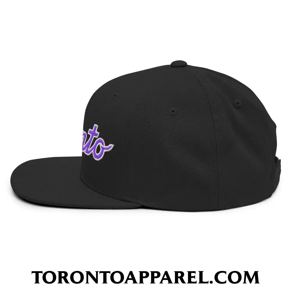 Toronto Basketball Classic Sports Script Embroidered Flat Brim Bill Snapback Hat Purple / White - Toronto Apparel
