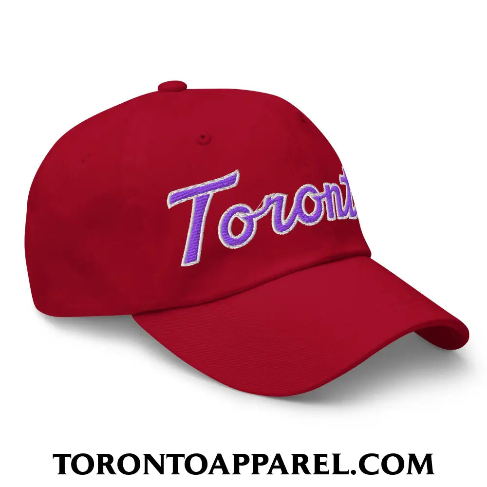 Toronto Basketball Classic Sports Script Embroidered Unstructured Dad Hat Purple / White - Toronto Apparel