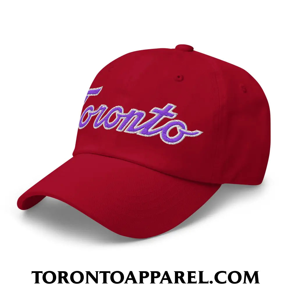 Toronto Basketball Classic Sports Script Embroidered Unstructured Dad Hat Purple / White - Toronto Apparel