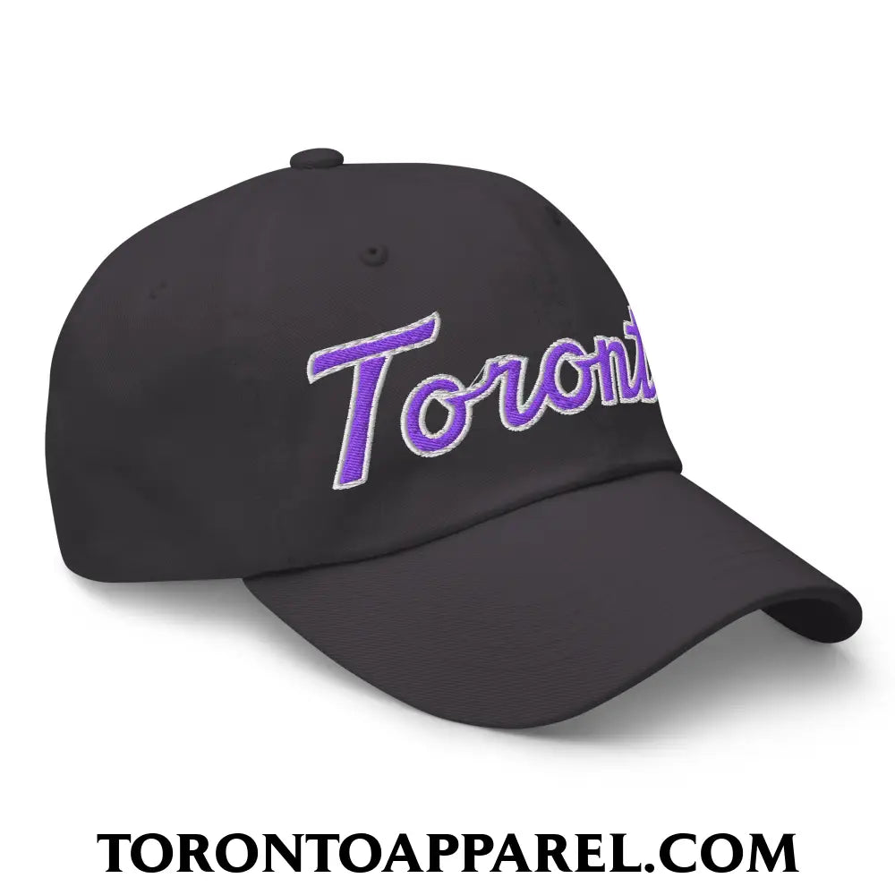 Toronto Basketball Classic Sports Script Embroidered Unstructured Dad Hat Purple / White - Toronto Apparel