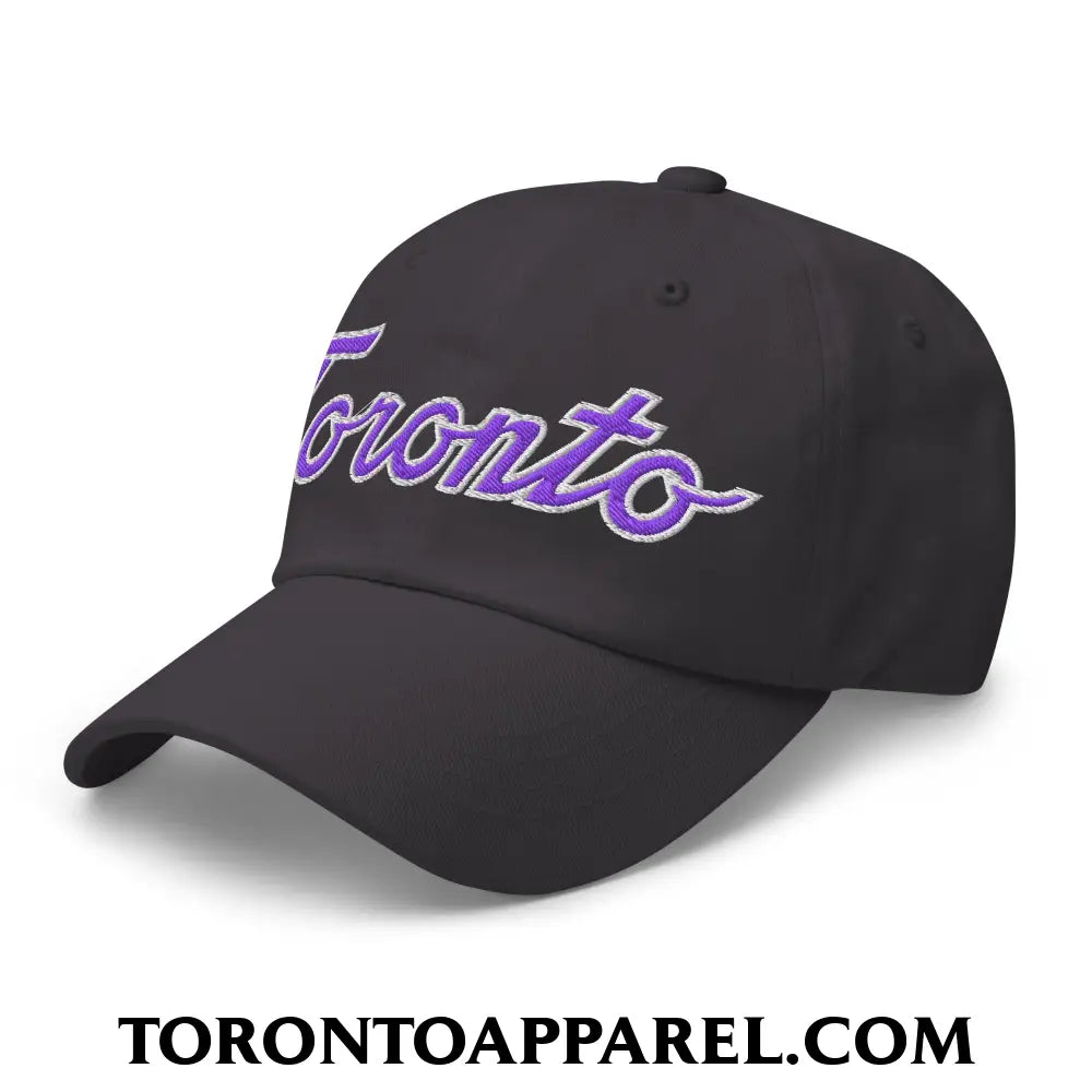 Toronto Basketball Classic Sports Script Embroidered Unstructured Dad Hat Purple / White - Toronto Apparel