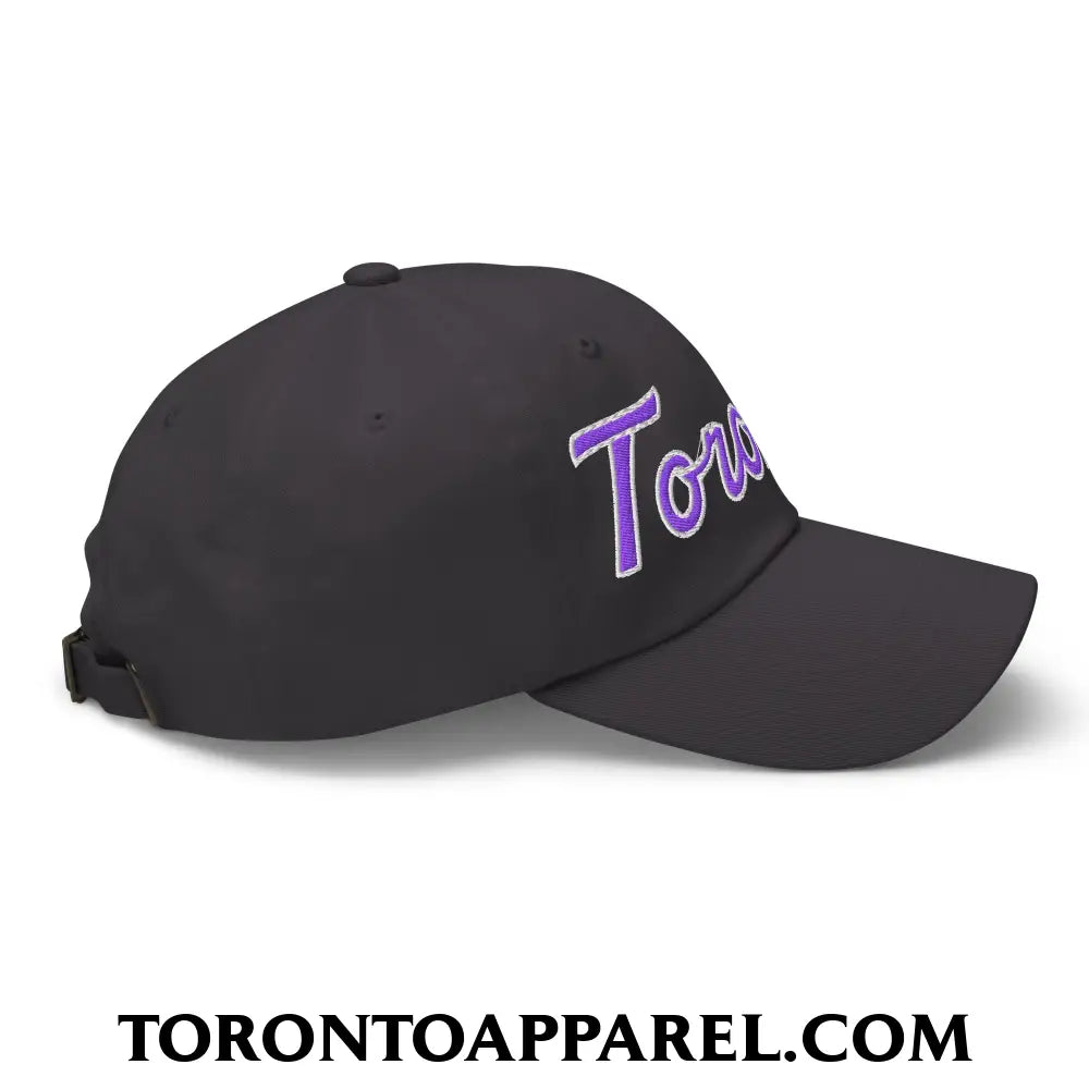 Toronto Basketball Classic Sports Script Embroidered Unstructured Dad Hat Purple / White - Toronto Apparel
