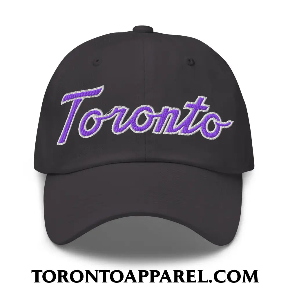 Toronto Basketball Classic Sports Script Embroidered Unstructured Dad Hat Purple / White - Dark Grey - Toronto Apparel