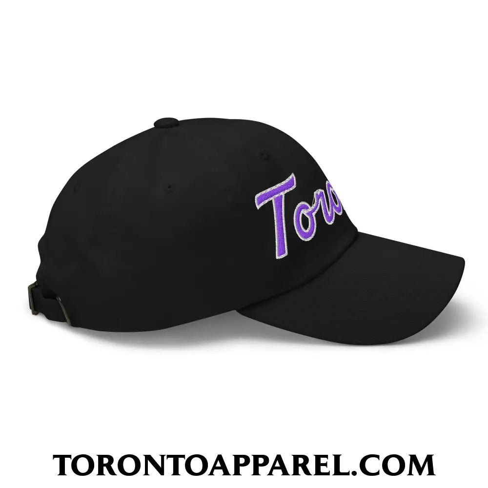 Toronto Basketball Classic Sports Script Embroidered Unstructured Dad Hat Purple / White - Toronto Apparel