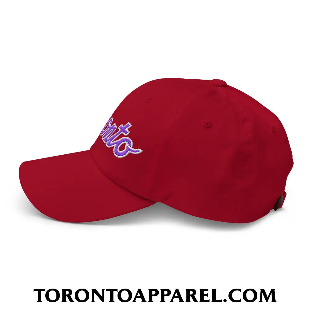 Toronto Basketball Classic Sports Script Embroidered Unstructured Dad Hat Purple / White - Toronto Apparel