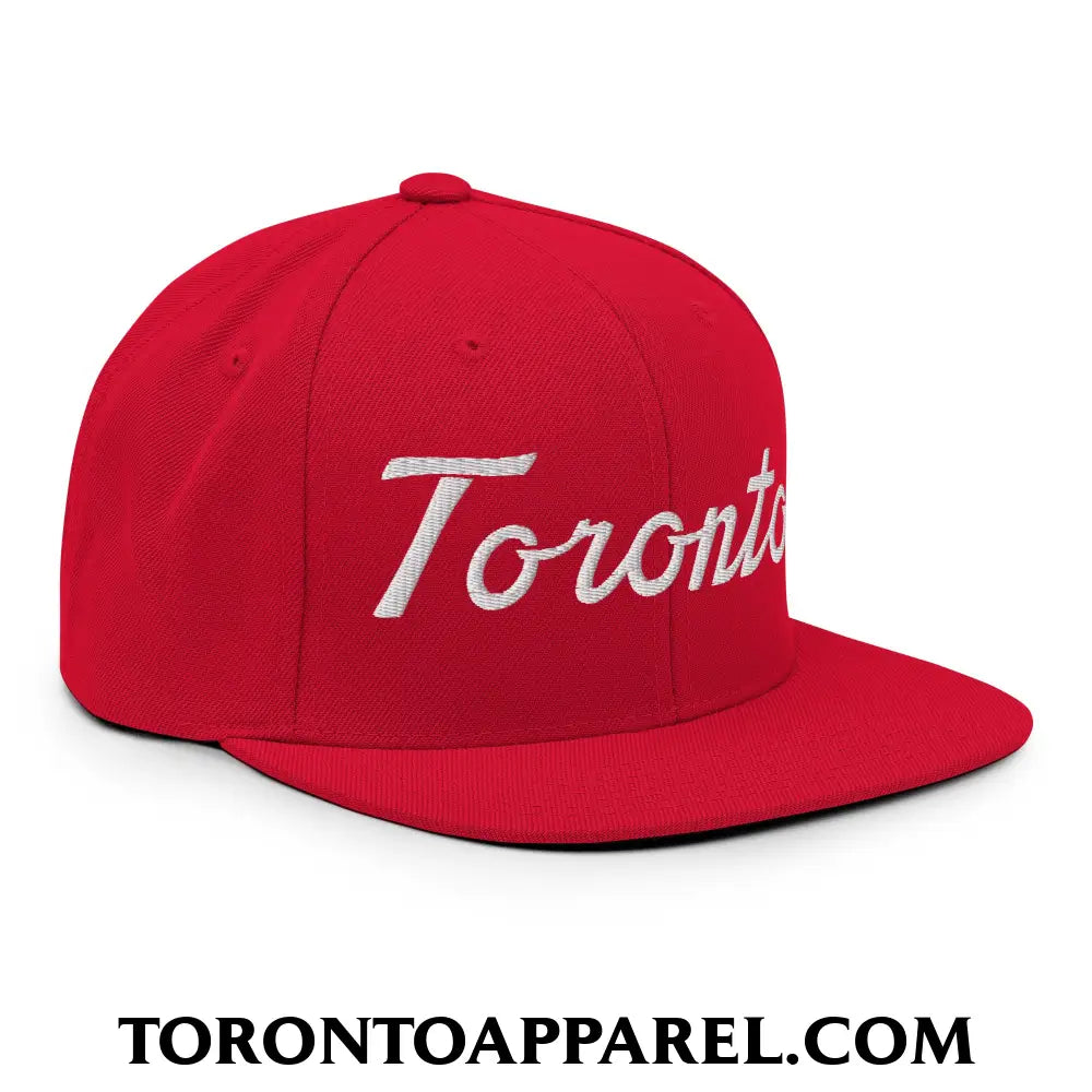 Toronto Classic Sports Script Embroidered Flat Brim Bill Snapback Hat - Toronto Apparel