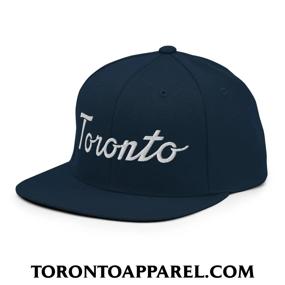 Toronto Classic Sports Script Embroidered Flat Brim Bill Snapback Hat - Toronto Apparel