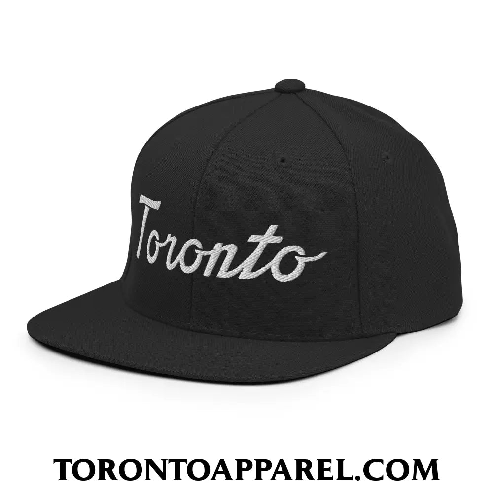 Toronto Classic Sports Script Embroidered Flat Brim Bill Snapback Hat - Toronto Apparel