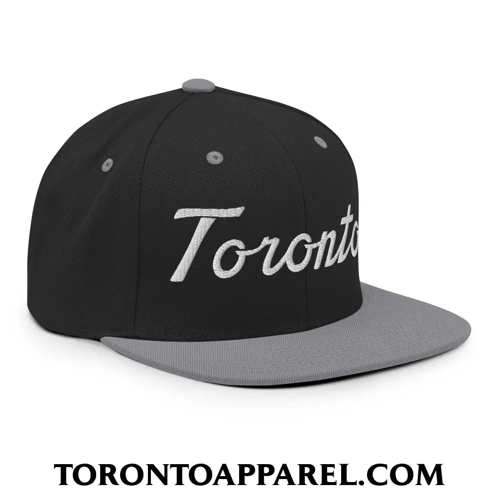 Toronto Classic Sports Script Embroidered Flat Brim Bill Snapback Hat - Toronto Apparel