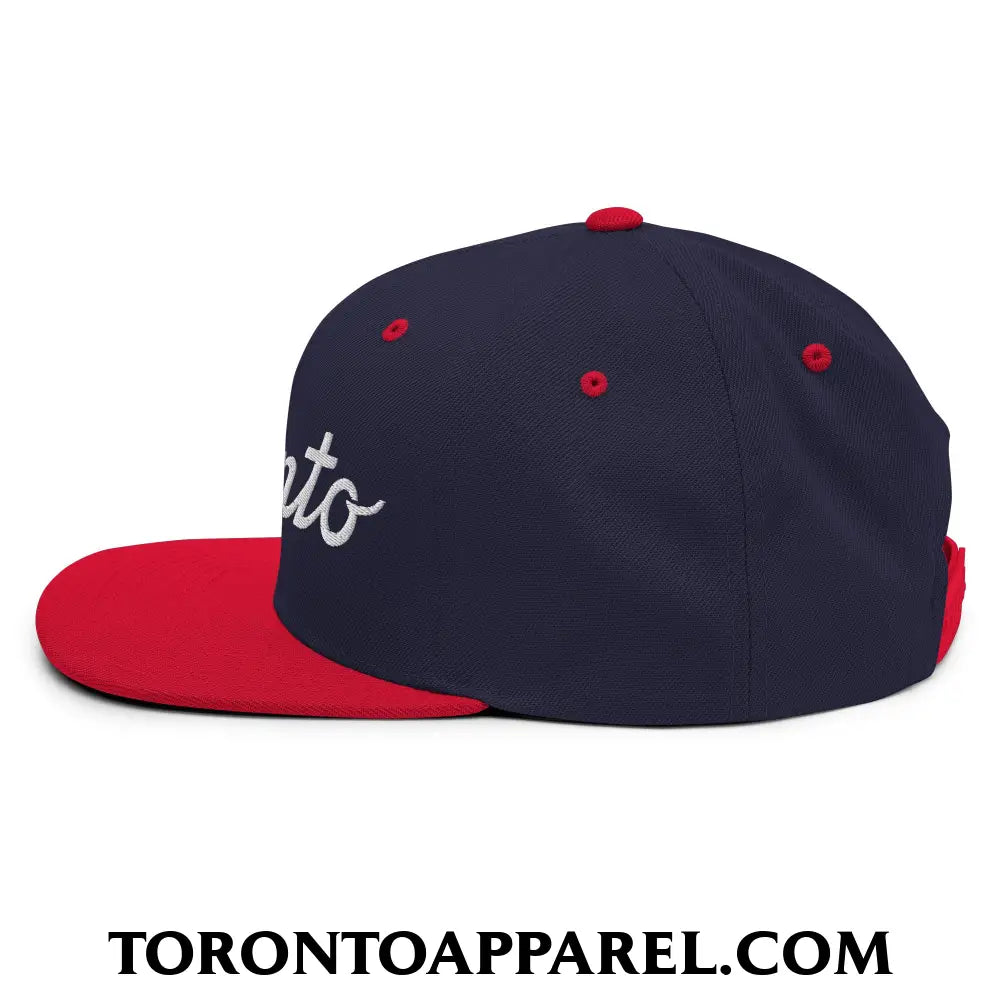 Toronto Classic Sports Script Embroidered Flat Brim Bill Snapback Hat - Toronto Apparel