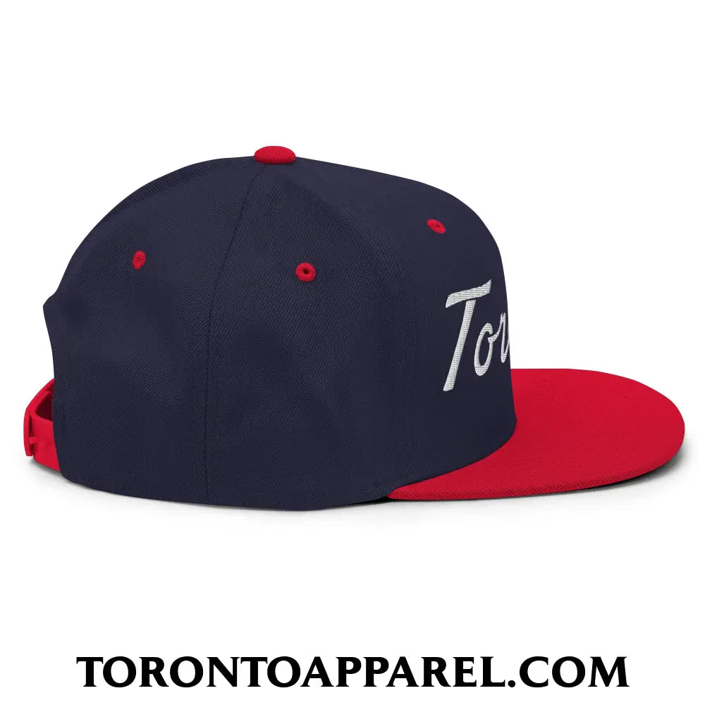 Toronto Classic Sports Script Embroidered Flat Brim Bill Snapback Hat - Toronto Apparel