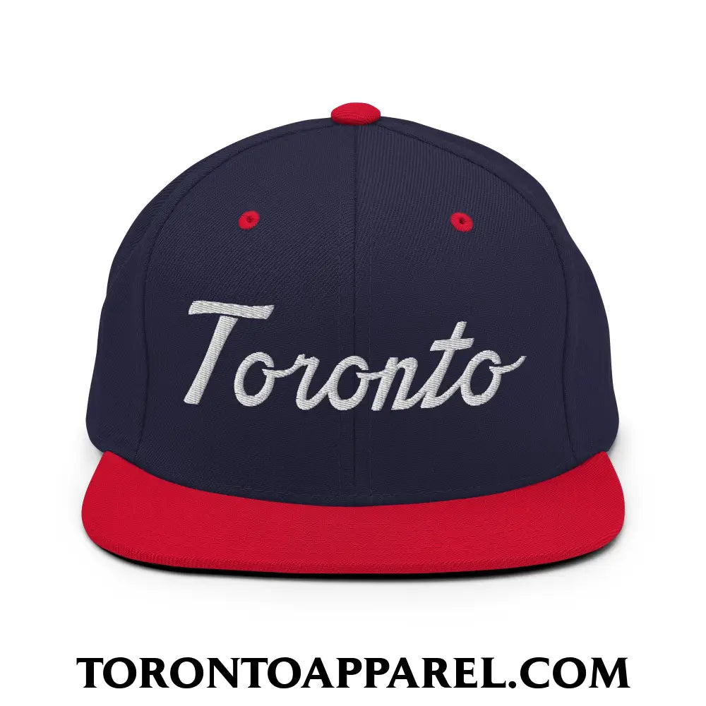 Toronto Classic Sports Script Embroidered Flat Brim Bill Snapback Hat - Toronto Apparel