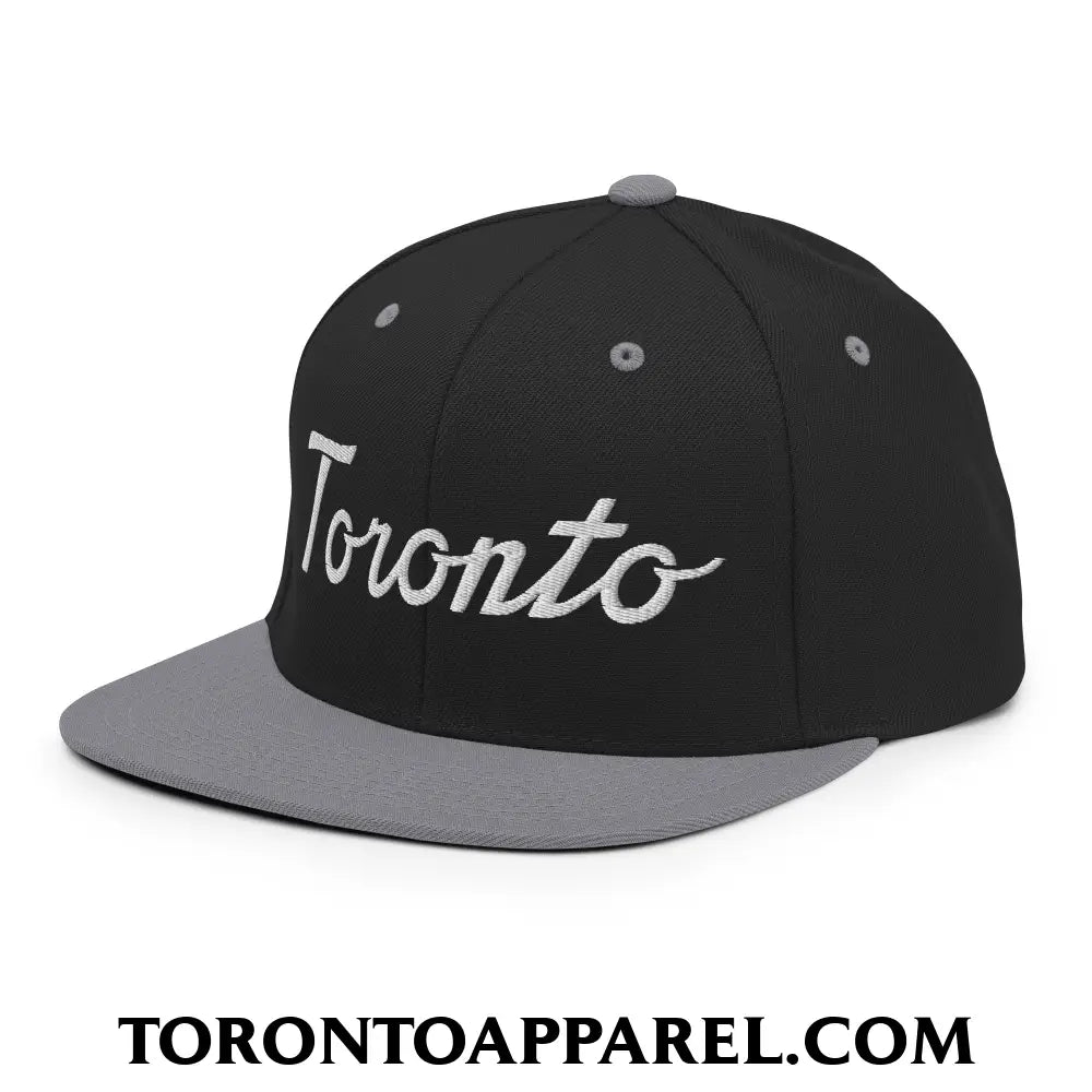 Toronto Classic Sports Script Embroidered Flat Brim Bill Snapback Hat - Toronto Apparel